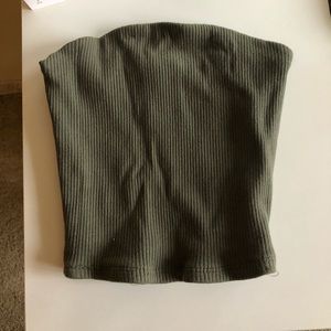 Olive green tube top, stretchy material. XS